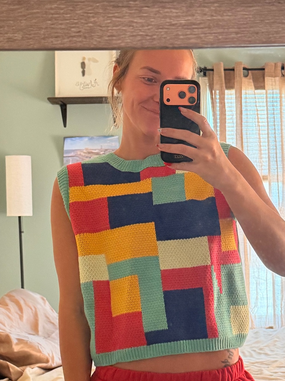 Cider Mint Multi Geometric Knit Vest - Picture 2 of 3